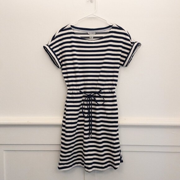 Tommy Bahama XS Navy White Stripe Dress Side Pockets Drawstring Casual Beach - Picture 1 of 3